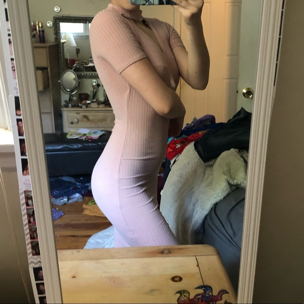 pink knee long dress